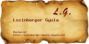 Lozinberger Gyula névjegykártya
